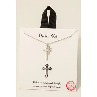 Silver Pave Cross Pendant Necklace