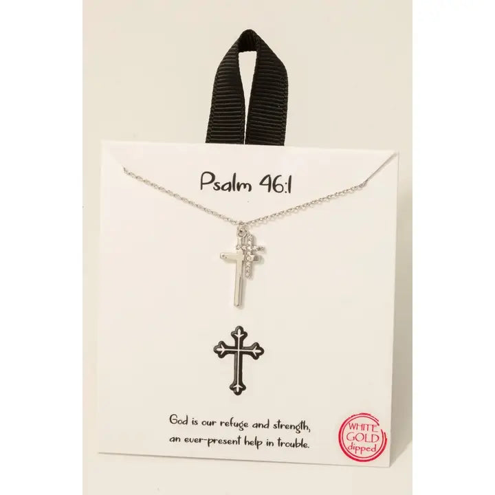 Silver Pave Cross Pendant Necklace