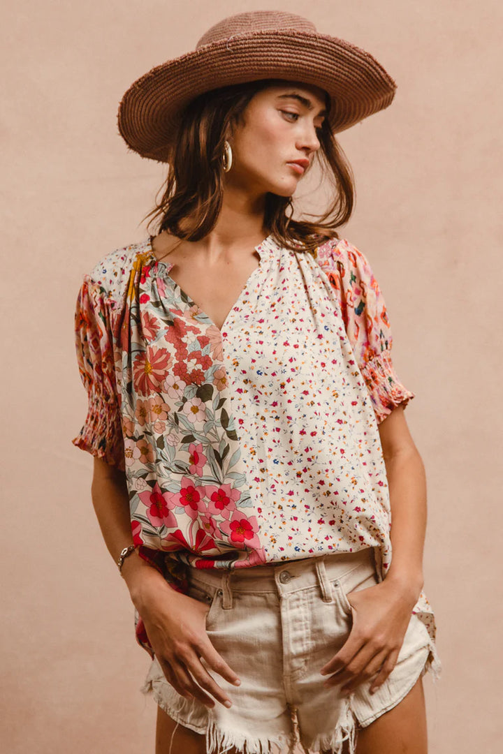 Woven Mix and Match Peasant Top
