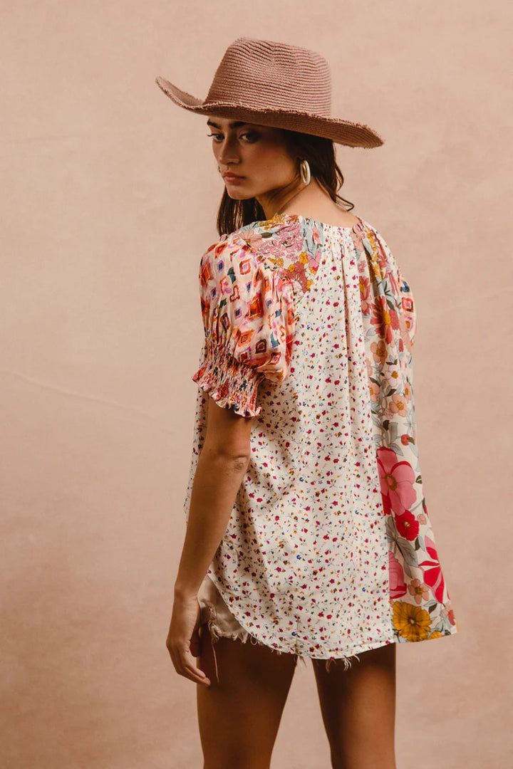 Woven Mix and Match Peasant Top