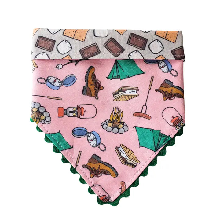 Pink Camping- Reversible Dog Collar Bandana