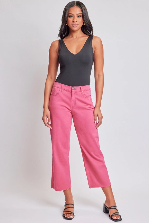 Cropped Wide Leg Trouser Pants in Pink