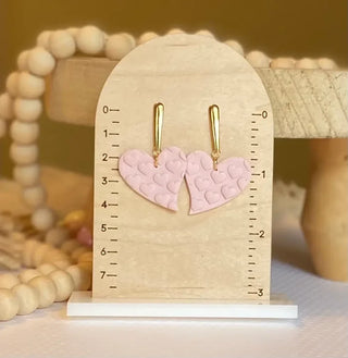 Pink Heart Clay Earrings