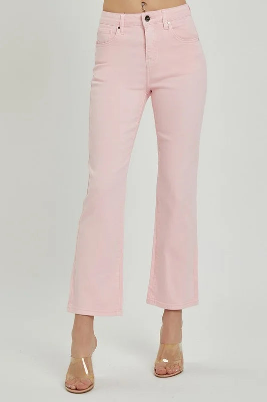 Risen Mid-Rise Soft Pink Jeans