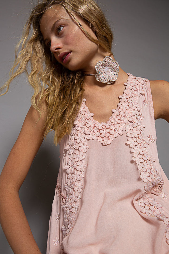 POL Lace Tank in Rose