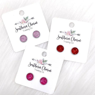 Love Day Crystals Earrings in Hot Pink