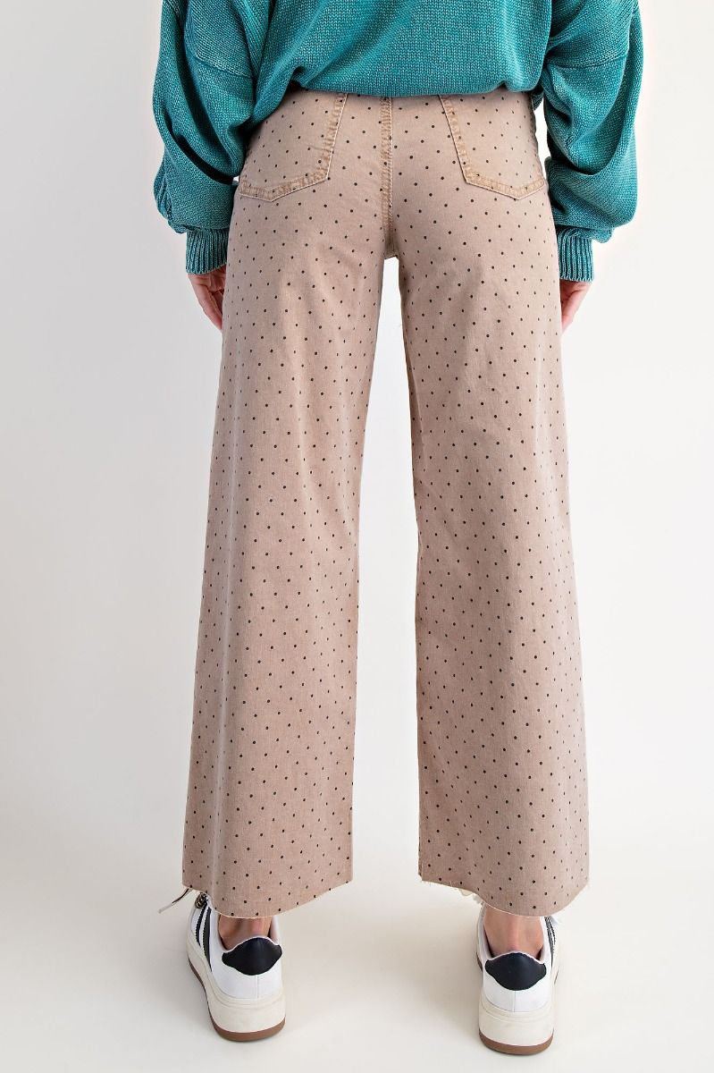 Polka Dots Washed Twill Stretch Pants in Latte
