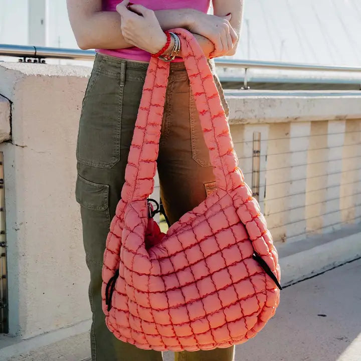 Oversized Puffer Tote- Coral