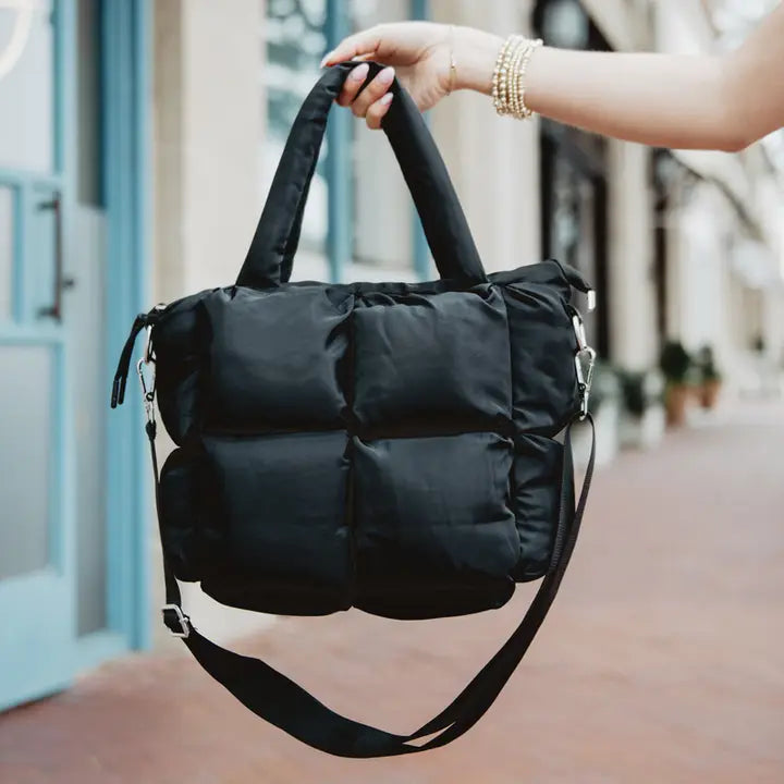 Mini Puffer Tote in Black