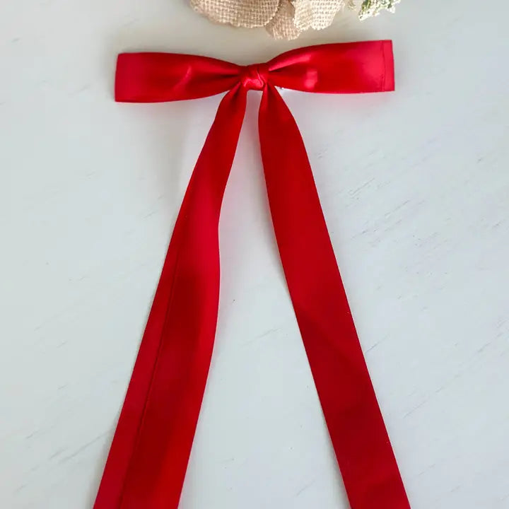 Classic Satin Bow with Clip- Red