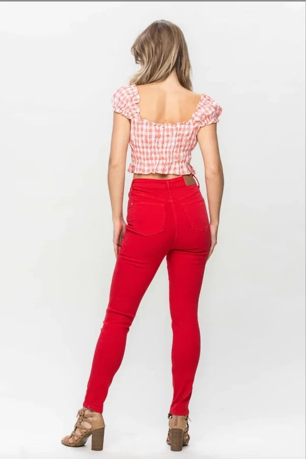 Judy Blue Tummy Control Red Jeans