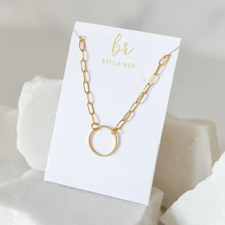 Rhodes Gold Paperclip Necklace