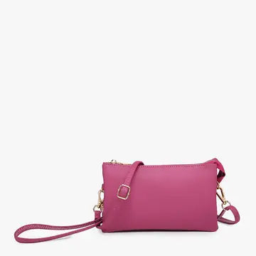 Riley 3 Compartment Crossbody/Wristlet in Fuchsia