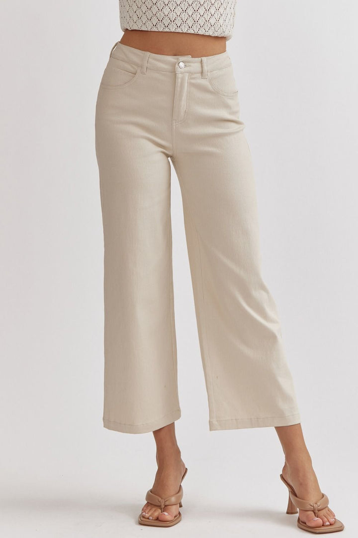 High Waist Wide Leg Pants in Sand