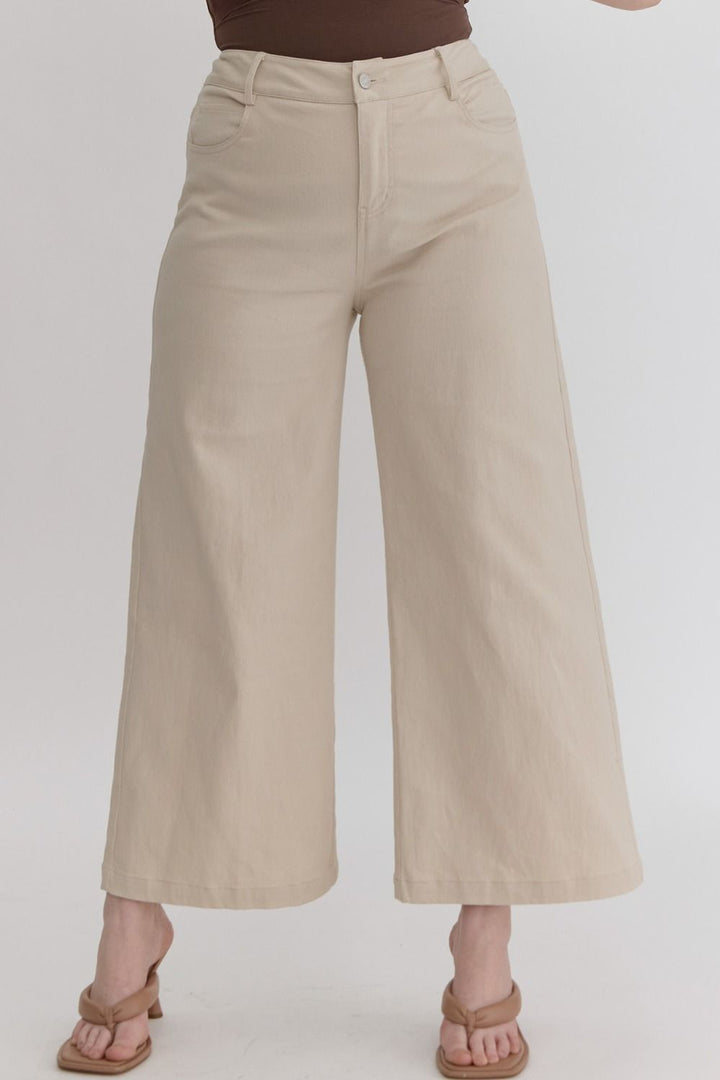 High Waist Wide Leg Pants in Sand