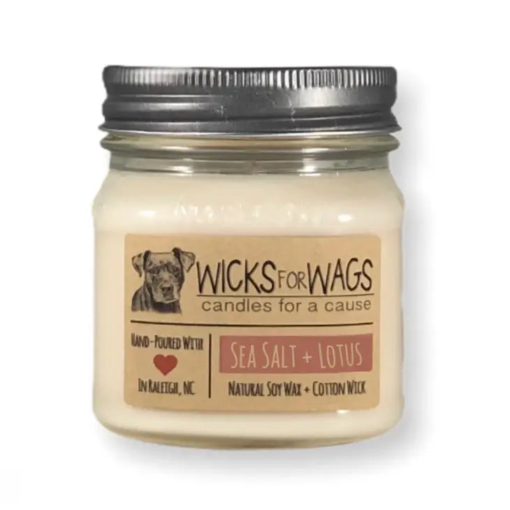 Wicks for Wags Soy Candle - Sea Salt and Lotus