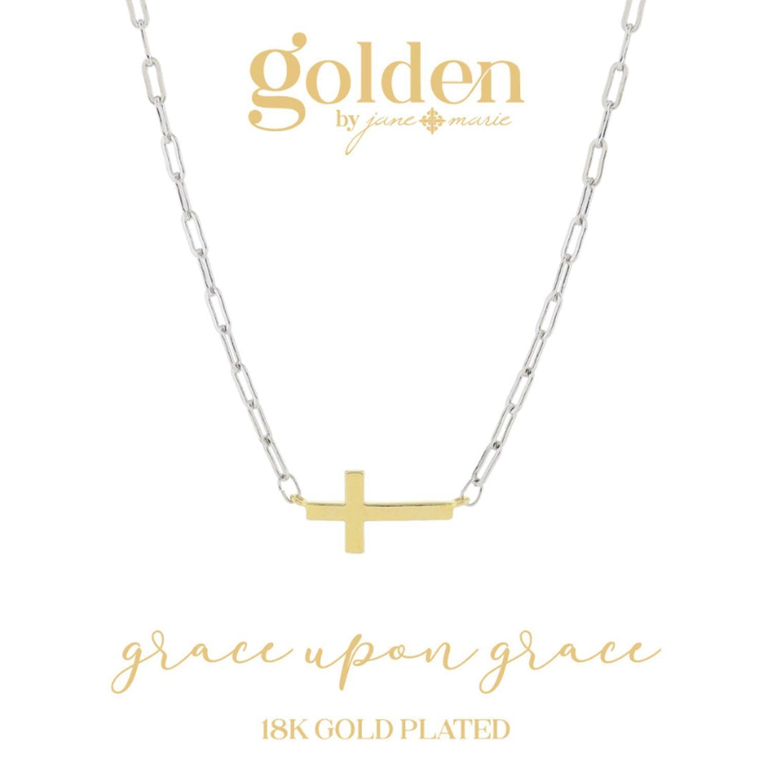 Truly Golden! Paperclip Chain Cross Necklace