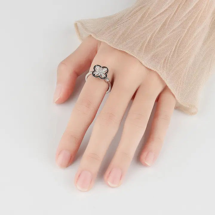 Four Leaf Clover Sterling Silver Fidget Ring