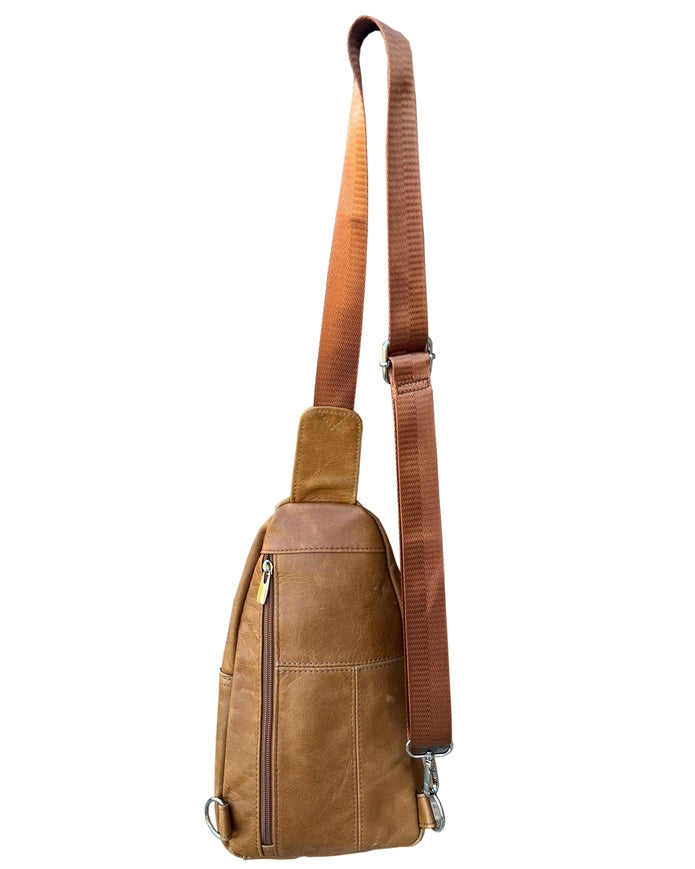 Genuine Leather Sling Bag in Brown