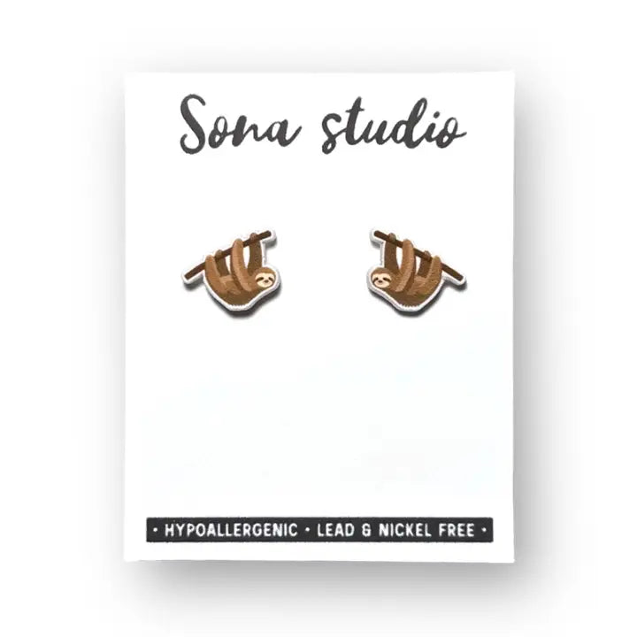 sloth stud earrings