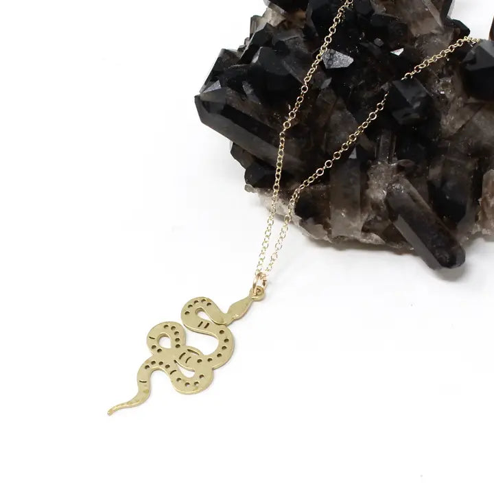 Brass Snake Necklace-Gold