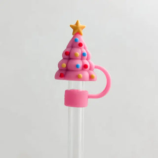 Straw Cover 10MM "Pink Christmas Tree"