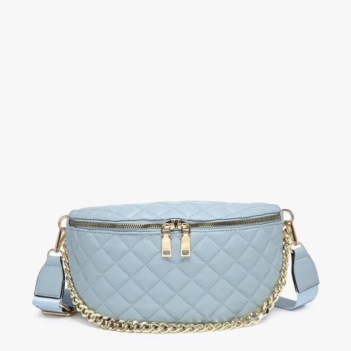 Sylvie Vegan Leather Belt Bag in Blue-Gray