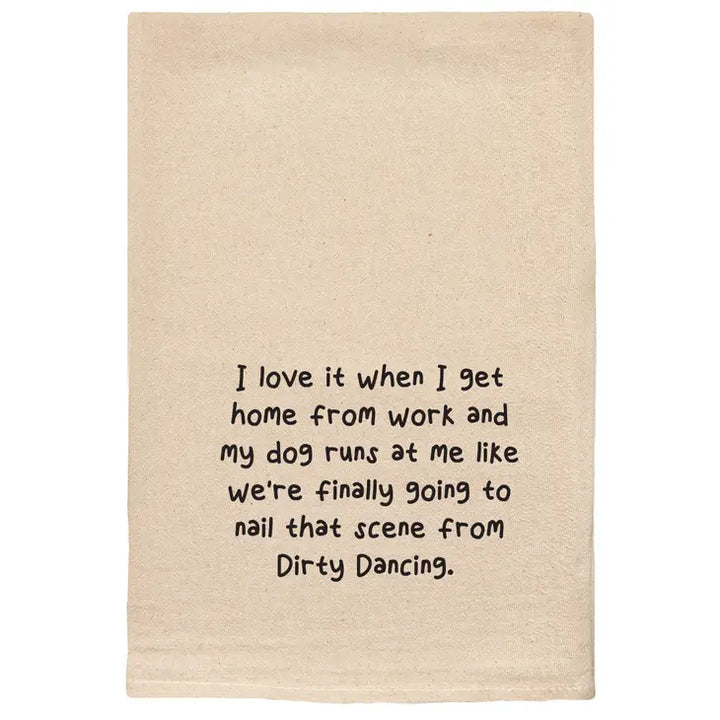 Natural Kitchen Tea Towel - Dog Dirty Dancing