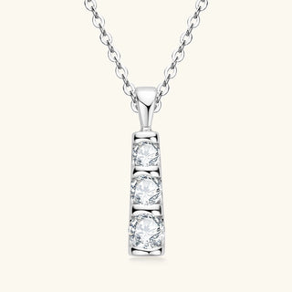 Three Stone Moissanite Charm Necklace