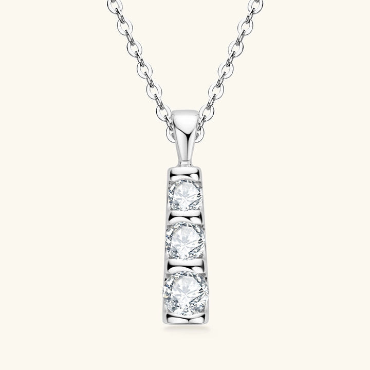 Three Stone Moissanite Charm Necklace
