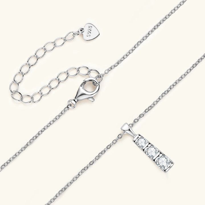Three Stone Moissanite Charm Necklace