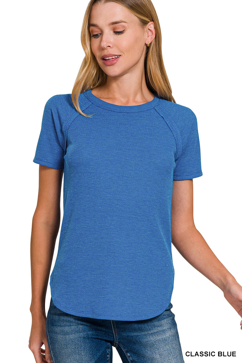 blue waffle knit baby tee