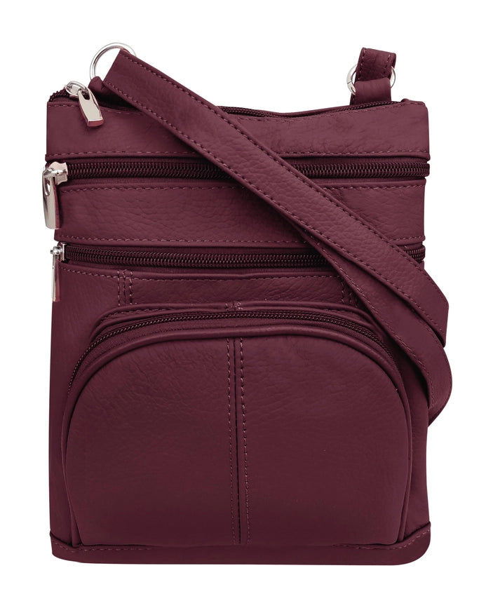 Cowhide Leather Crossbody in Wine