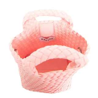 Woven Crossbody Bucket Bag in Peach